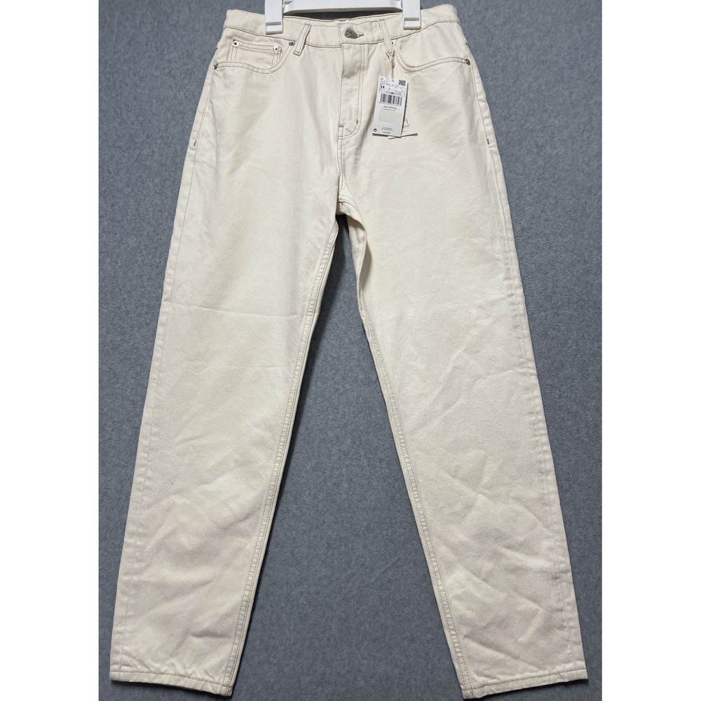 MNG Mango "The Mom" Jeans High Waist Ankle 38 UK/Size 6 US Ivory 100% Cotton